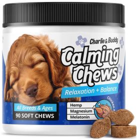 Calming Chews for Dogs Dog Anxiety Relief Promote Relaxation Dog Calming Chews with Melatonin for Dogs Chamomile Magnesium Citrate 90 Soft Chews