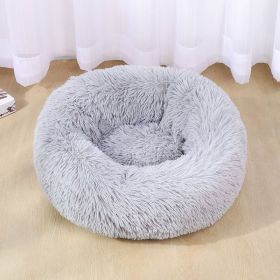 Dog Bed Super Soft Washable Long Plush Pet Kennel Deep Sleep Dog House Velvet Mats Sofa For Dog Basket Pet Cat Bed (Option: Light Gray-40cm)