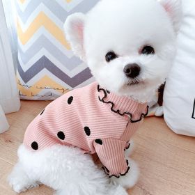 Dot turtleneck dog bottoming shirt (Option: Pink-L)