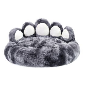 Cute Dog Bear Paw Shape Dog Bed, Dog Beds & Furniture For Small And Medium Dogs, Cozy Plush Cute Cat Beds For Indoor Cats (Option: Tiedye dark gray-18inch)