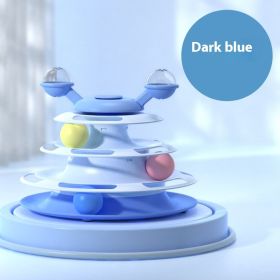 4 Levels Cat Toy Tower Turntable Roller Balls Toys Interactive Intelligence Pets Toys Training Track Puzzle Funny Games Accessories Pet Products (Option: Deep Sea Blue-OPP Bag Packaging)