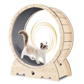 Cat Indoor Cat Exercise Wheel (Option: Natural Wood)