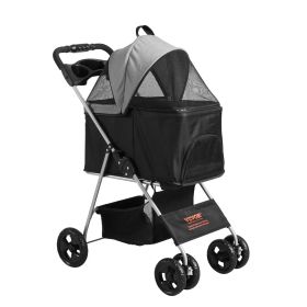 VEVOR Pet Stroller, A Four-wheeled Rotating Dog Stroller With A Brake, Has A Weight Capacity Of 35 Pounds. It Comes With A Detachable Tray, Stora (Color: Black)