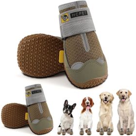 Dog Boots Breathable Dog Shoes for Small Medium Large Dogs; Waterproof Anti-Slip Puppy Booties Paw Protector for Hot Pavement Winter Snow Hiking (Color: Khaki-waterproof, size: #8 (width 2.75 inch) for 74-91 lbs)