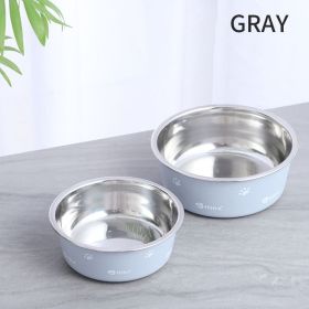 Dog Bowl Cat Bowl For Food And Water, Stainless Steel Pet Feeding Bowl, Durable Non-Skid Insulated Heavy Duty With Rubber Bottom For Medium Large (Color: Gray, size: M)