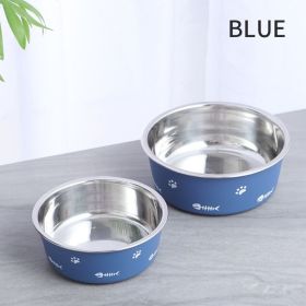 Dog Bowl Cat Bowl For Food And Water, Stainless Steel Pet Feeding Bowl, Durable Non-Skid Insulated Heavy Duty With Rubber Bottom For Medium Large (Color: Blue, size: M)