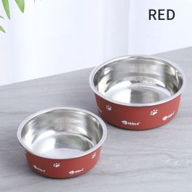 Dog Bowl Cat Bowl For Food And Water, Stainless Steel Pet Feeding Bowl, Durable Non-Skid Insulated Heavy Duty With Rubber Bottom For Medium Large (Color: Red, size: S)