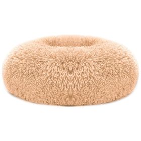 Pet Dog Bed Soft Warm Fleece Puppy Cat Bed Dog Cozy Nest Sofa Bed Cushion L Size (Color: Brown, size: L)