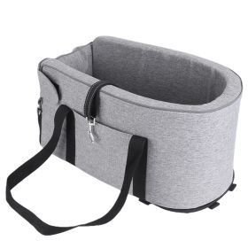 Console Pet Car Seat with Storage Pocket Booster Car Seat Portable Pet Travel Bag Machine Washable Pet Seat Fit For Small Dog Cat (Color: Silver)