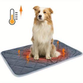 Dog Cat Bed, Cat Dog Non-Slip Mat, Extra Warm Thermal Pet Pad  Self-Heating Cat Mat Warm Thermal Pet Pad Washable Dog Crate Pad Heat Dog Cat Bed (Option: Gray-S)